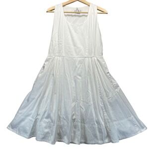 Maggy London White Cotton Blend Fit & Flare Dress Cottage Sleeveless Lace Back 6